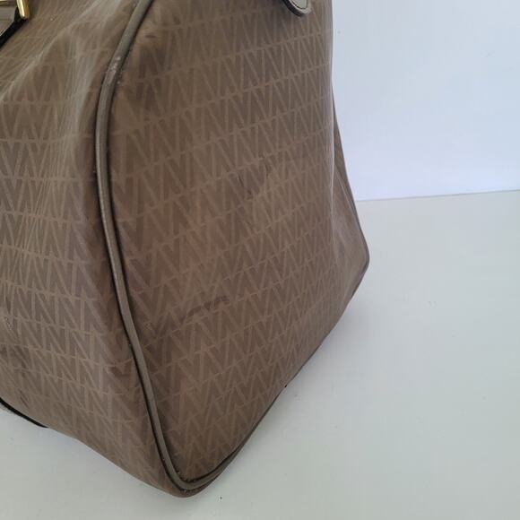 Mario Valentino Vintage Duffle Boston Tote Bag Handbag Large Travel Brown Logo - Picture 4 of 16